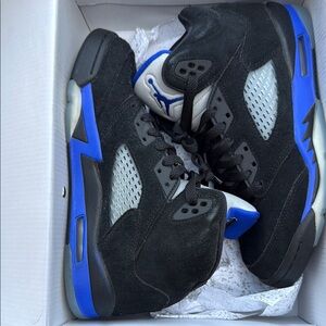 Jordan Black and Blue Sneakers with Suede Upper
